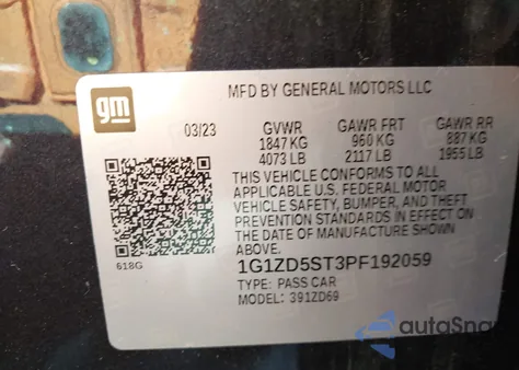 2023 Chevrolet Malibu Fwd 1Lt from USA, damaged, VIN 1G1ZD5ST3PF192059